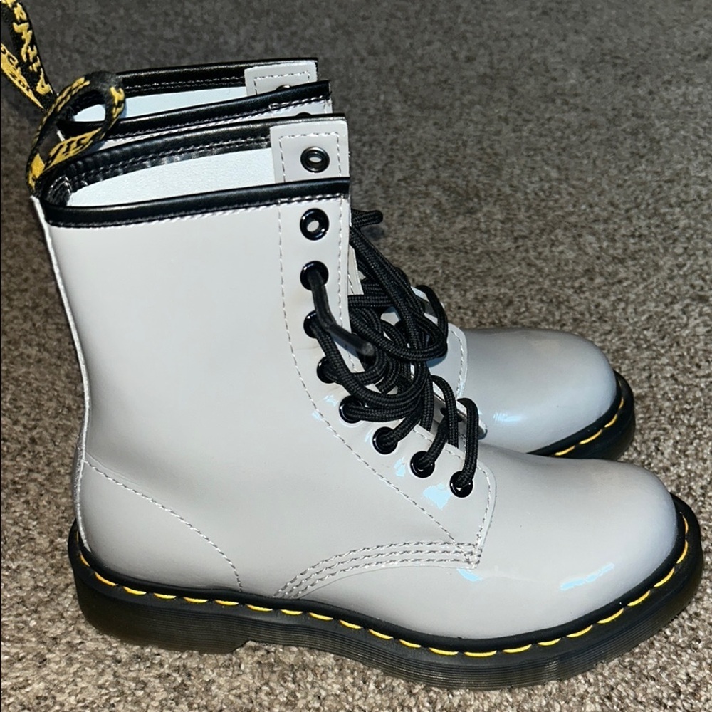 Like New Dr. Martens Gray Leather Boots